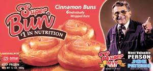 Joe Paterno graces the cover of Super Buns, available in the frozen food section of Giant stores.